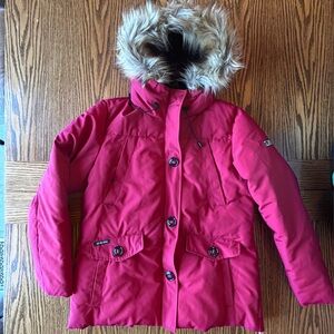 River Edge by ZeroXposur Red Winter Jacket Faux Fur Hood 6 Front Pockets Size L